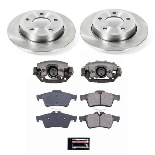 PowerStop rear brake kit with calipers for Mazda 3 2010-2013, includes OE-style brake components and hardware.