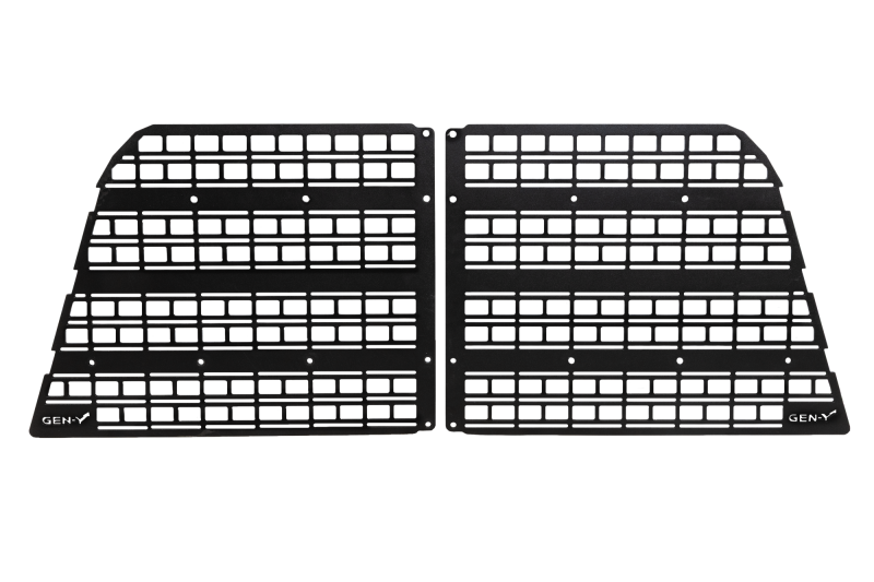 Gen-Y Dodge Ram 2500/3500 Defender Headache Rack with 3 Molle panels in black, exterior truck accessory for enhanced cargo security.