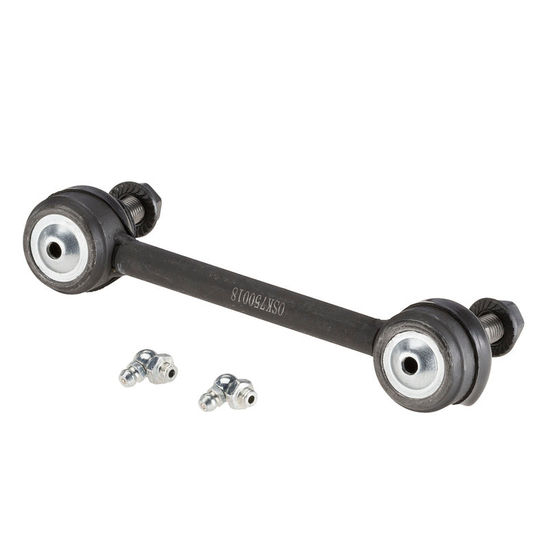 Moog Ford Five Hundred rear sway bar endlink kit installed on vehicle, showing metal components and bushings for suspension stability