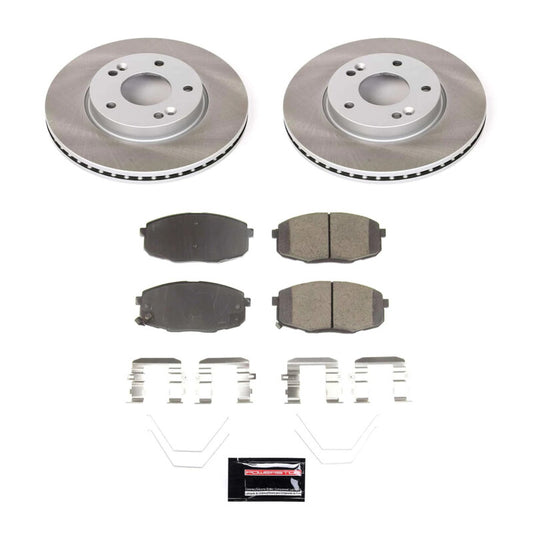 PowerStop semi-coated front brake rotor kit for Hyundai Kona (2018-2022), performance blank brake rotor with ventilated design.