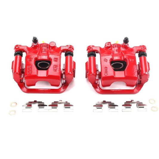 PowerStop rear red brake calipers with brackets for Nissan Juke 2011-2017, performance brake calipers pair.