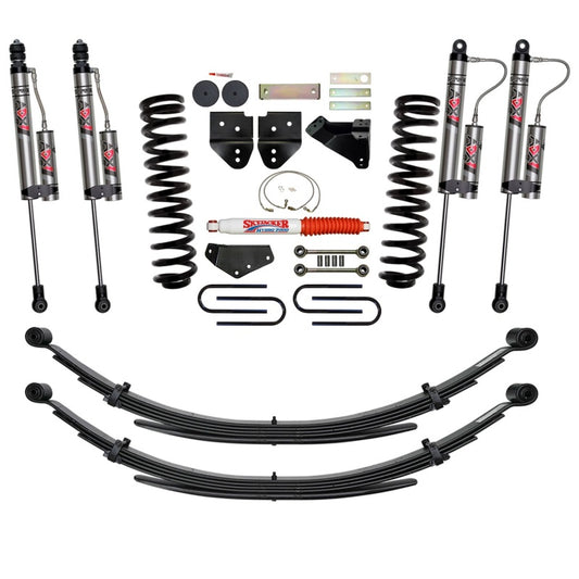 Skyjacker 6-inch lift kit installed on a Ford F350 4WD diesel truck, showing the suspension lift components and upgraded stance.