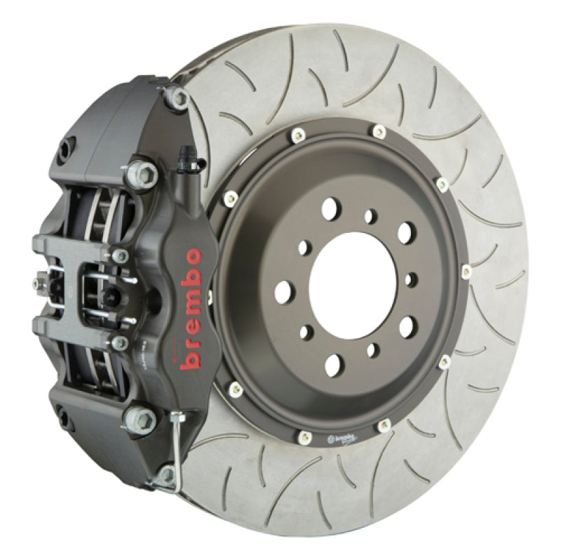 Brembo performance front brake kit for BMW M3 F80, features 2-piece slotted rotors and high-performance brake components.