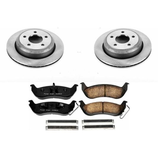 PowerStop OE rear brake kit for 2010-2011 Ford Ranger, includes brake rotors and pads for improved stopping power.