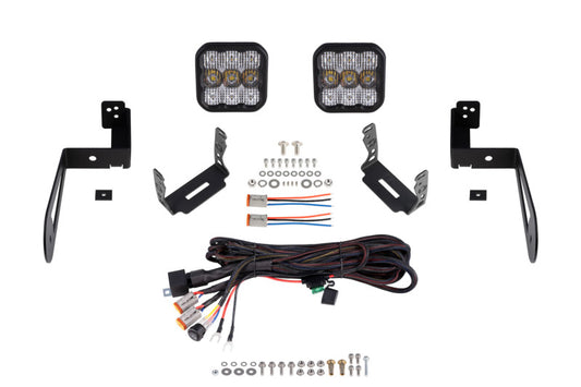 Diode Dynamics Jeep JK SS5 CrossLink bumper lightbar kit with sport combo, featuring LED light bars on a Jeep bumper.