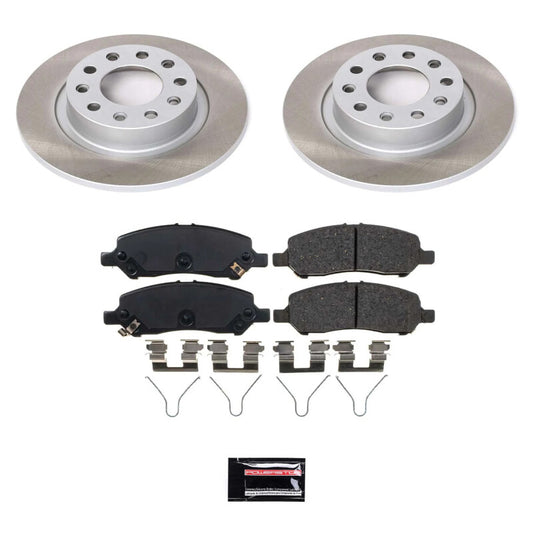 PowerStop rear semi-coated brake rotor kit for Dodge Dart (2013-2016), performance brake kit with drilled and slotted rotors.