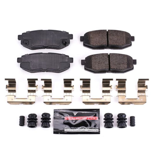 PowerStop Z23 Evolution Sport rear brake pads for 2013-2016 Scion FR-S with hardware, high-performance braking system replacement.