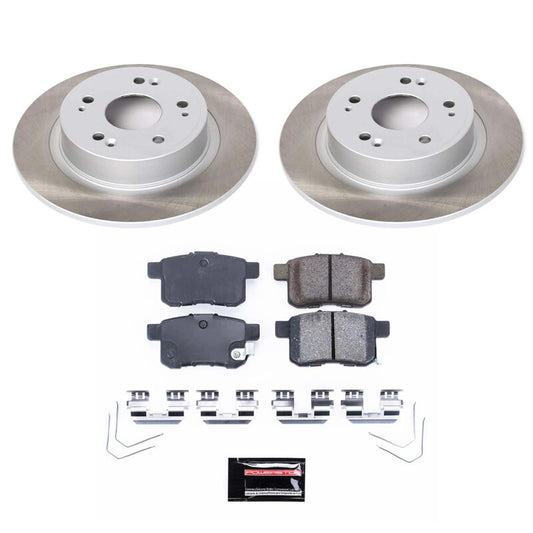 PowerStop rear semi-coated rotor kit for Honda Accord 2011-2017, performance brake rotor set with clean, blank design.