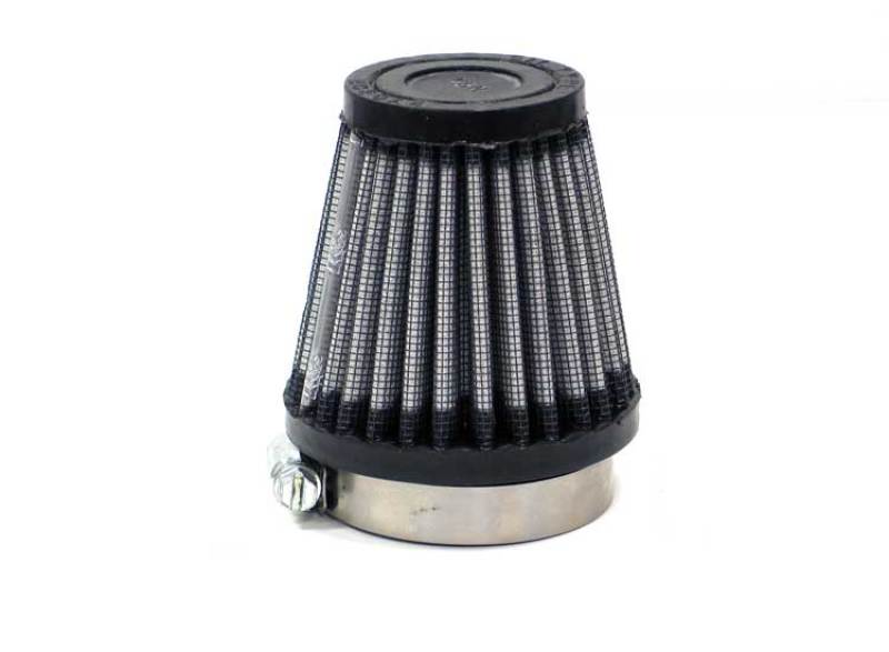 K&N universal rubber air filter with round tapered design, 3-inch base, 2-inch top, and 3-inch height, for vehicle air intake systems.