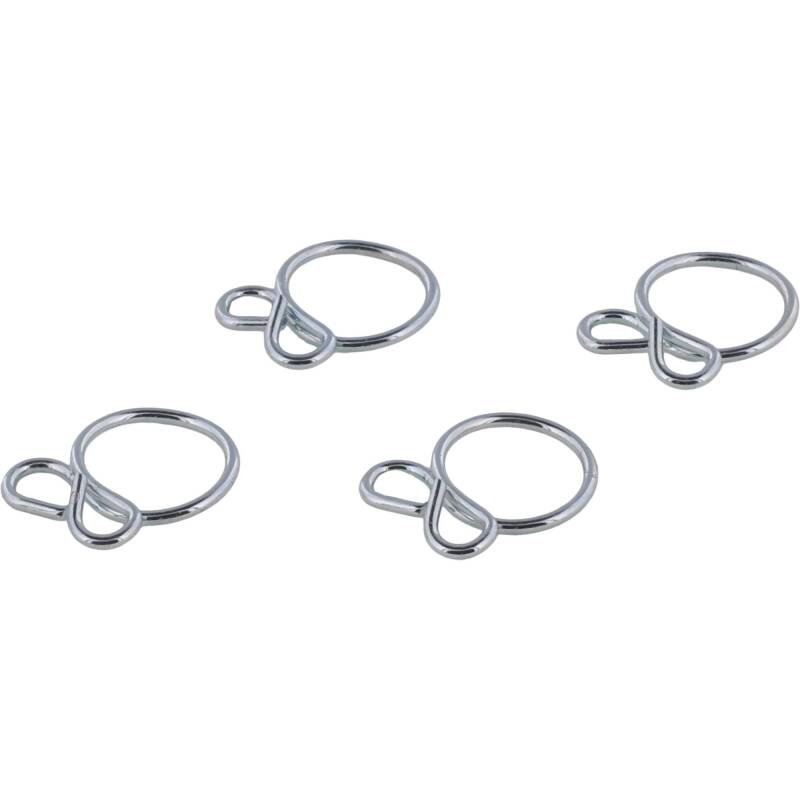 All Balls Racing hose clamps, 4-pack, 7.6mm diameter, secure hoses on automotive and motorcycle applications.