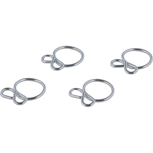 All Balls Racing hose clamps, 4-pack, 7.6mm diameter, secure hoses on automotive and motorcycle applications.