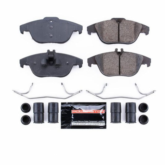 PowerStop Z23 Evolution sport rear brake pads for Mercedes-Benz C230 2008-2009 with hardware, high-performance brake components.