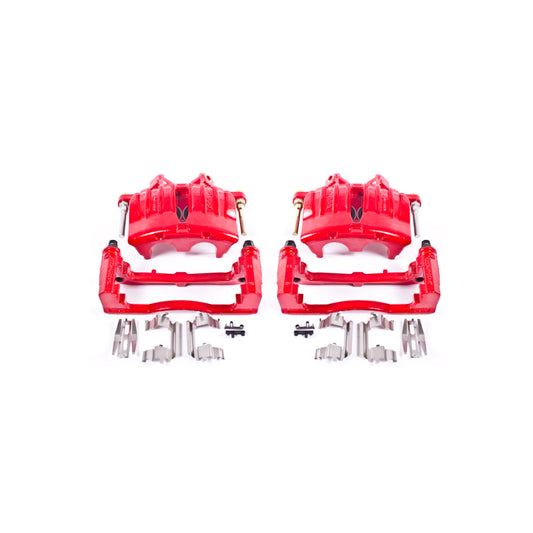 PowerStop front red brake calipers with brackets for 2004-2005 Buick Rainier, high-performance automotive brake upgrade.