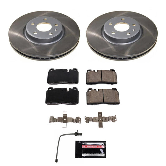 PowerStop brake kit featuring semi-coated front rotors for 2013-2017 Audi Q5, designed for enhanced performance braking.