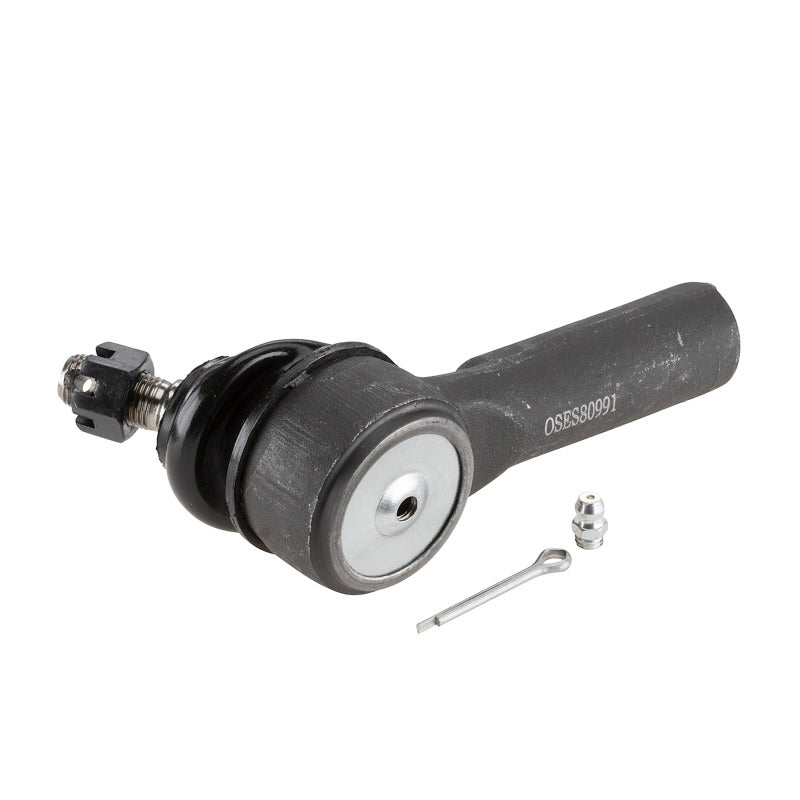 Moog Ford Freestar front outer tie rod end, automotive steering component, showing metal ball joint and threaded connection.