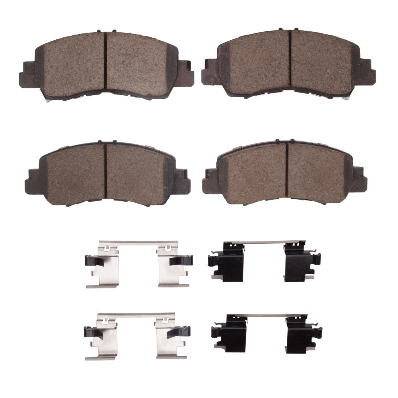 R1 Concepts Mitsubishi Eclipse Cross 2018-2025 OE ceramic brake pads and hardware kit showing brake pads and mounting hardware.