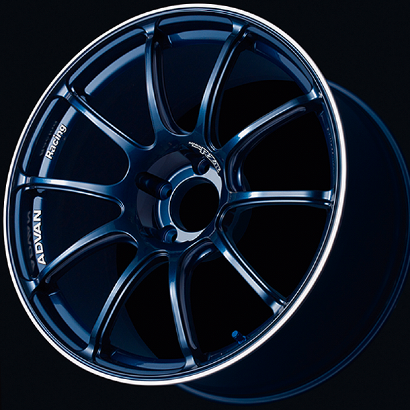 Advan RZII 18x8.5 cast wheel in Racing Indigo Blue with ring, +51 offset, 5x114.3 bolt pattern, 73mm bore.