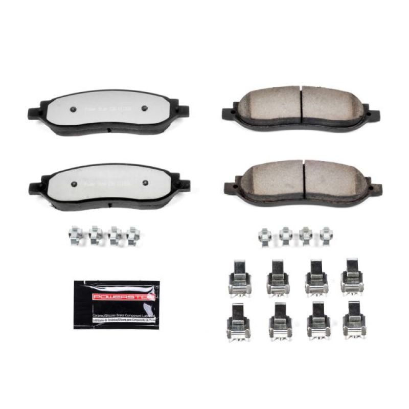 PowerStop Z36 rear brake pads for Ford F-250 Super Duty trucks, performance truck and tow brake pads with hardware installed