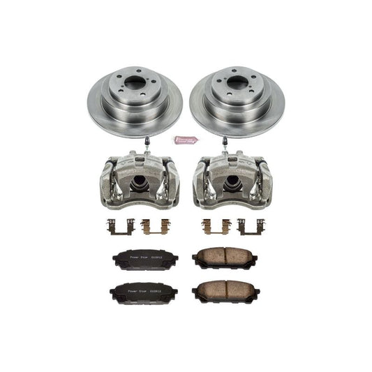 PowerStop OE rear brake kit with calipers for Saab 9-2X 2005-2006, featuring brake rotors and calipers for vehicle safety.