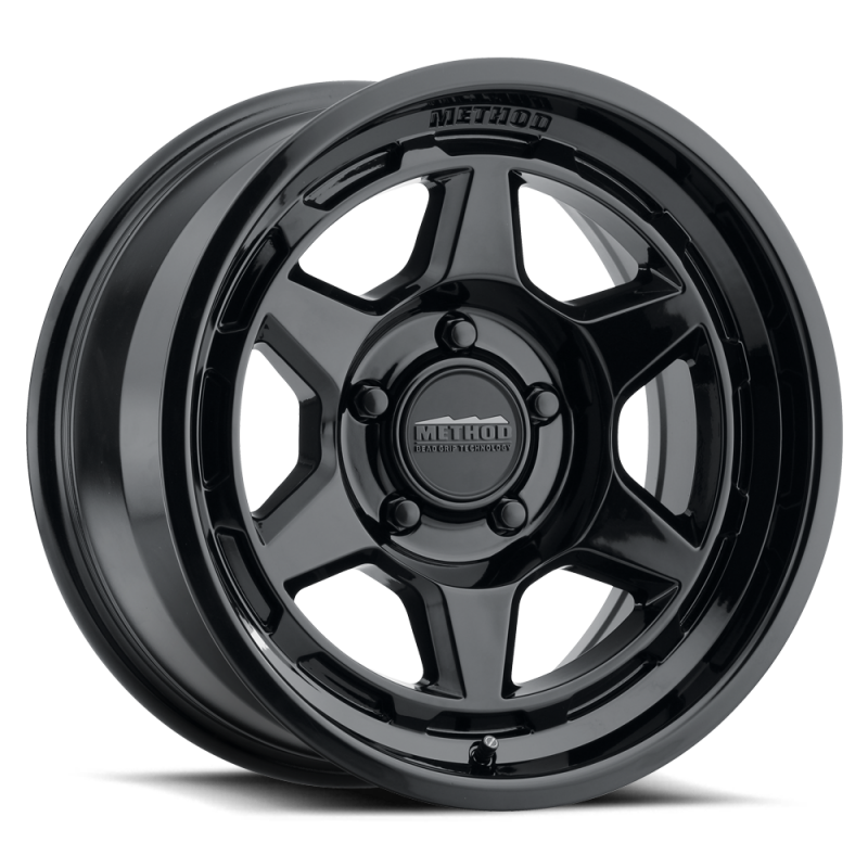 Gloss black Method MR708 Bead Grip cast wheel with 17x9 inch size, 5x4.5 bolt pattern, ET38 offset, and 83 center bore.