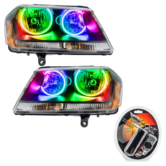 Oracle Lighting Dodge Avenger RT SMD Headlights in black with ColorSHIFT technology, showing the sleek headlight design and LED details.