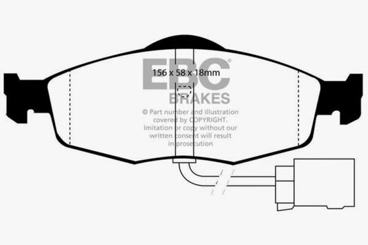 EBC Ultimax2 front brake pads for Ford Contour 2.0, OE quality, showing the brake pad set with metal backing and friction material.