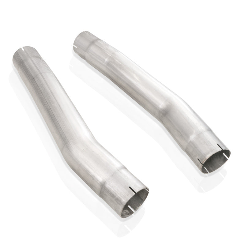 Stainless Works connecting pipes for 15-21 Dodge Challenger 5.7L, 6.2L, 6.4L mid muffler delete system, metal finish.