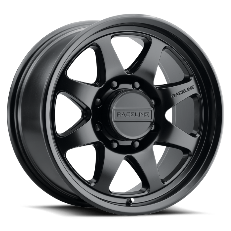 Raceline 962B Maverick 18x9-inch forged satin black wheel with 8x170 bolt pattern and 18mm offset, 130.81mm bore.