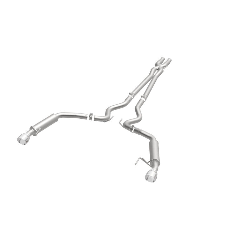 MagnaFlow cat back exhaust system for 2015 Ford Mustang V6 3.7L with dual split polished tips and 2.5-inch pipe.