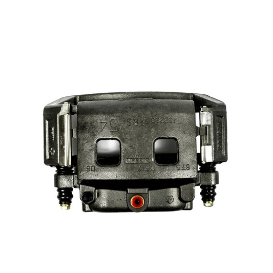 PowerStop OE front right brake caliper and bracket for Dodge Ram 1500 (2002-2005) rear view showing metal components and mounting points.