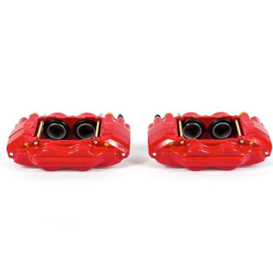 Pair of PowerStop red front brake calipers for Hummer H3 (2006-2010) without brackets, performance brake components