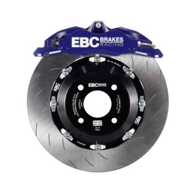EBC Racing blue Apollo-4 front brake calipers with 300mm rotors for Ford Fiesta Mk7 2015-2017 big brake kit.