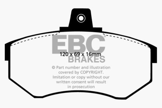EBC Greenstuff front brake pads for Audi 4000 1.8, high-performance brake pads with green friction material, automotive brake system.