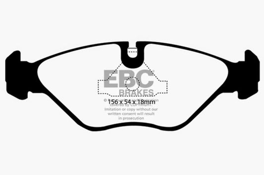 EBC Redstuff front brake pads for Saab 9000 2.0, high-performance brake pads with red friction material for improved stopping power.