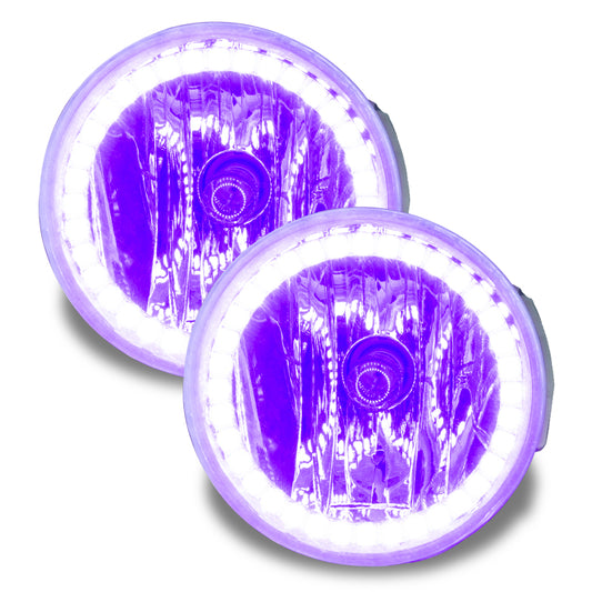 Oracle Lighting LED halo fog lights for 2008 Ford Explorer Sport Trac in UV purple, preassembled with bright, colorful LED rings.