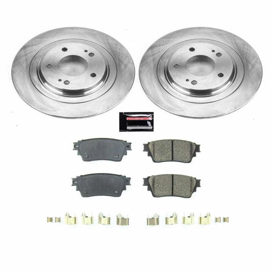 PowerStop OE rear brake kit for 2018 Mitsubishi Eclipse Cross, includes brake pads and rotors for improved stopping power.