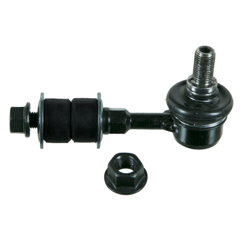 Moog Toyota Tacoma front sway bar endlink, part 95-04, showing metal link with rubber bushings for suspension stability.