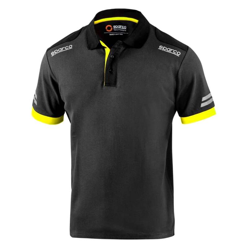 Grey and yellow Sparco TW Polo shirt in large size, featuring a classic collar and sporty design with the SPARCO branding.
