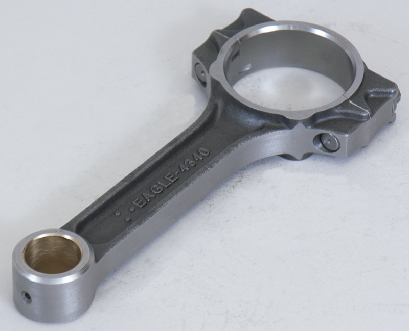 Eagle Chevrolet small block I-beam connecting rods set of 8 with ARP 8740, 6.250-inch length, forged 4340 steel for 8-cylinder engines.