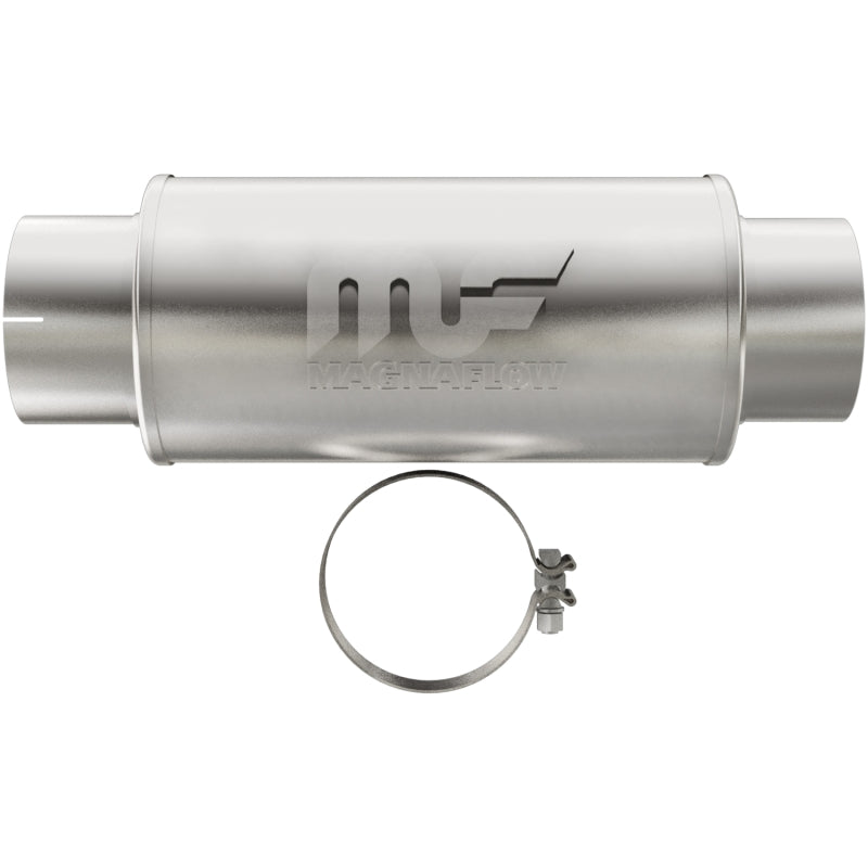MagnaFlow Mag DSL SS muffler with 7x7x14-inch dimensions, 5-inch inlet and outlet, stainless steel exhaust component.