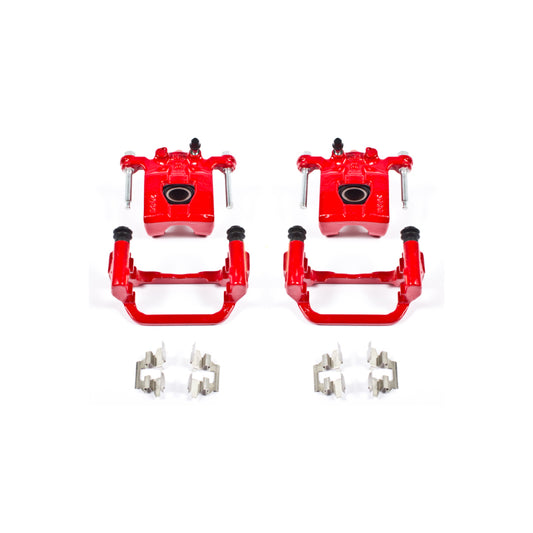 PowerStop rear red brake calipers with brackets for 2007-2012 Nissan Altima, performance replacement pair.