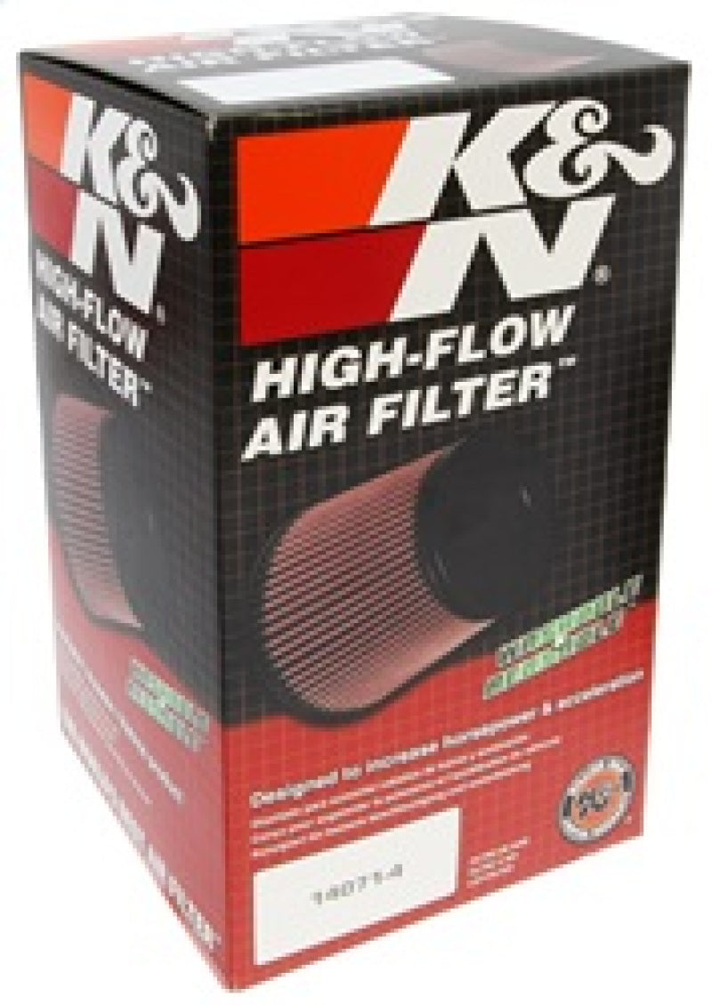 K&N Engineering universal rubber air filter with 3-inch flange, 5-inch outer diameter, and 8-inch height for vehicle intake systems