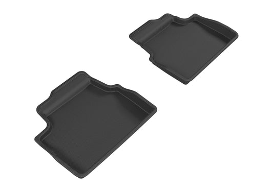Black 3D MAXpider Kagu 2nd row rubber floor mats for 2014-2019 Mini Hardtop 4-door vehicle, designed to protect the car interior.