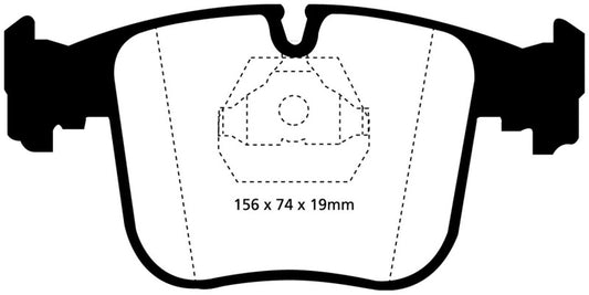 EBC Redstuff front brake pads for BMW 850 5.0 (1991-1993), high-performance brake pads with red friction material.