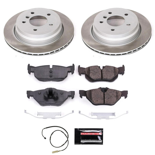 PowerStop rear semi-coated rotor kit for 2011-2013 BMW 328i xDrive, performance brake replacement with brake kit components.
