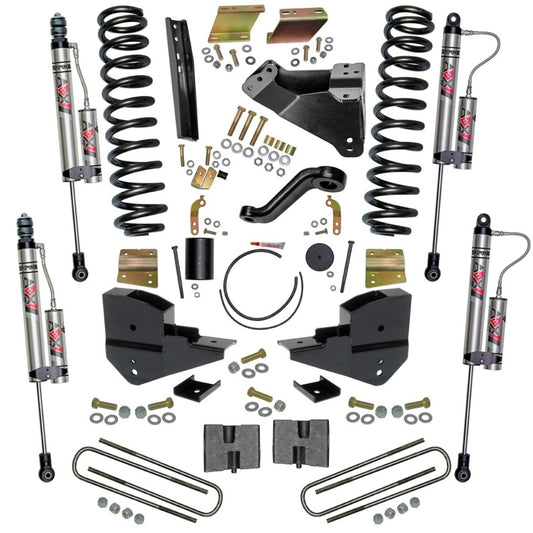 Skyjacker 6-inch lift kit for Ford F-250 4WD gas truck with ADX shocks, showing lifted suspension components and ride height.