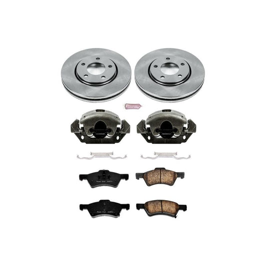 PowerStop front OE brake kit with calipers for 2003-2004 Dodge Caravan, showing brake rotors and caliper components.