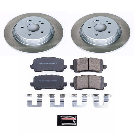 PowerStop rear semi-coated brake rotor kit for Acura TLX 2015-2020, performance brake system with semi-coated rotors.