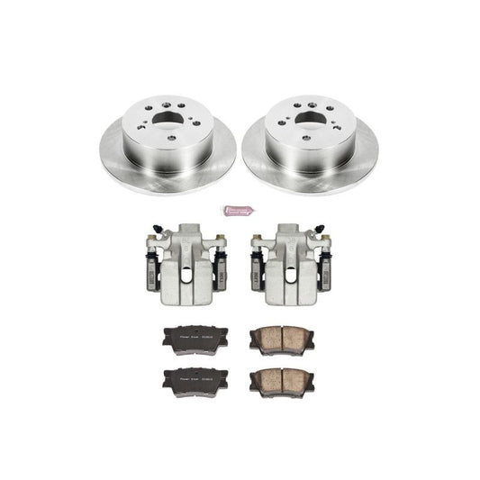 PowerStop OE rear brake kit with calipers for Lexus ES350 2007-2012, includes brake rotors and components.