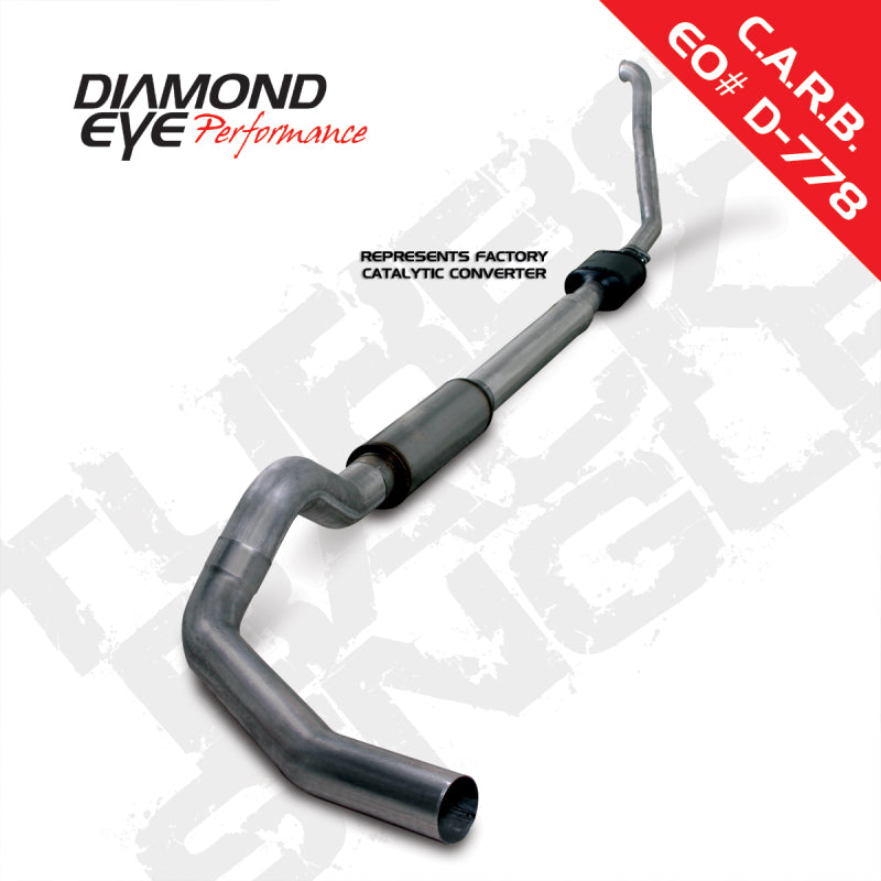 Diamond Eye Performance Turbo Back exhaust system for 1994-97 Ford 7.3L Power Stroke F250/F350, stainless steel with turbo and piping details.